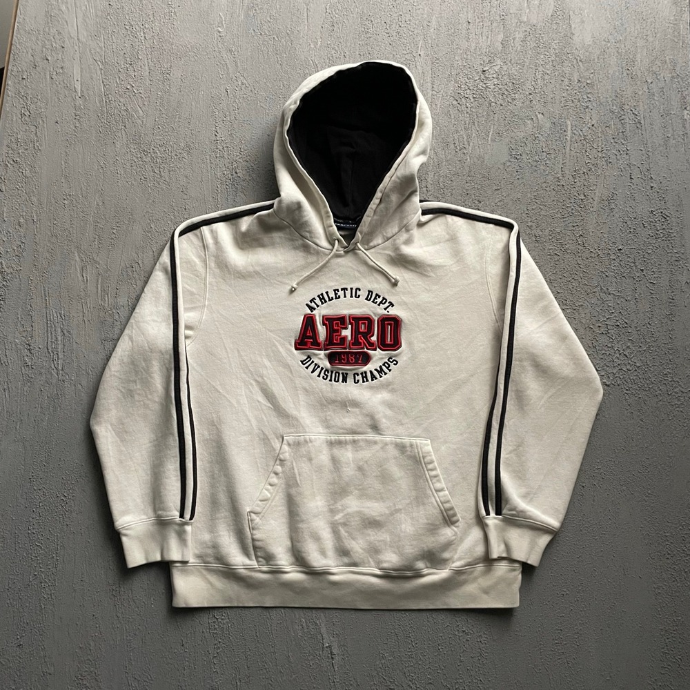 Vintage Aeropostale Hoodie Mens Large White 2000s